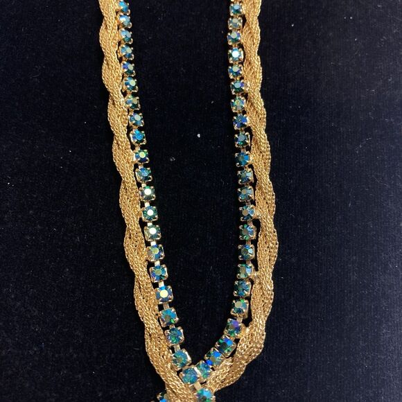 RARE JULIANA D&E EMERALD RUBY AB RHINESTONE necklace earrings Mesh Gold Book - Picture 15 of 16